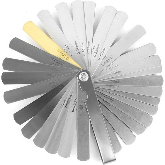 Jauge à feuilles avec 32 feuilles, acier inoxydable, métrique/impérial, 0,04–0,88 mm, outil de mesure