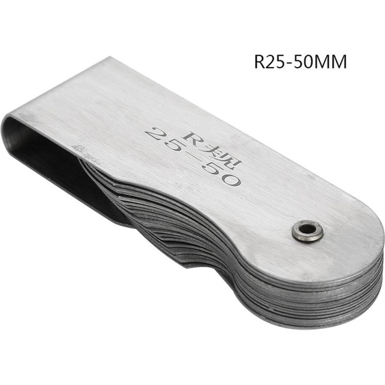 Jauge de rayon en acier inoxydable, outil de mesure concave-convexe extérieur et intérieur (R25-50MM)