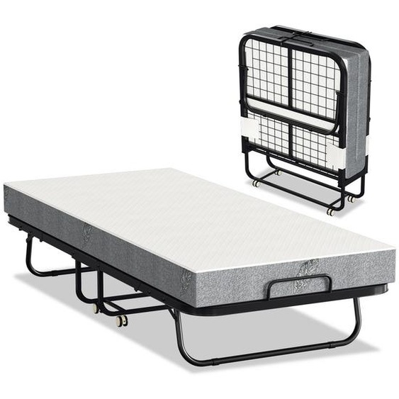 Jayseuw 90x200cm Lit dinvité pliable avec matelas jusquà 150kg, sur roulettes