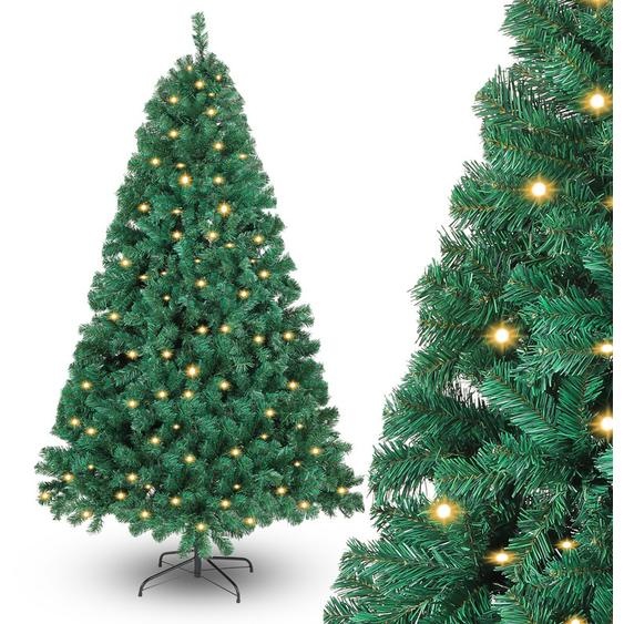 Jayseuw Sapin de Noël artificiel 210cm Sapin artificiel avec éclairage LED Sapin pour décoration de Noël