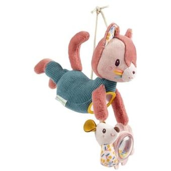 Jeanne Le Chat - Peluche Nomade d activites - Rose et Vert - 26 cm