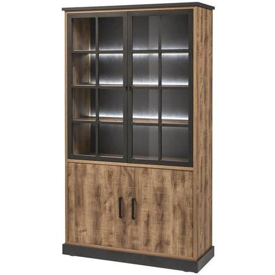 Vitrine - ALTOBUY - Jenna - 4 Portes - Métal Poudré Noir - Style Industriel - 120x48cm