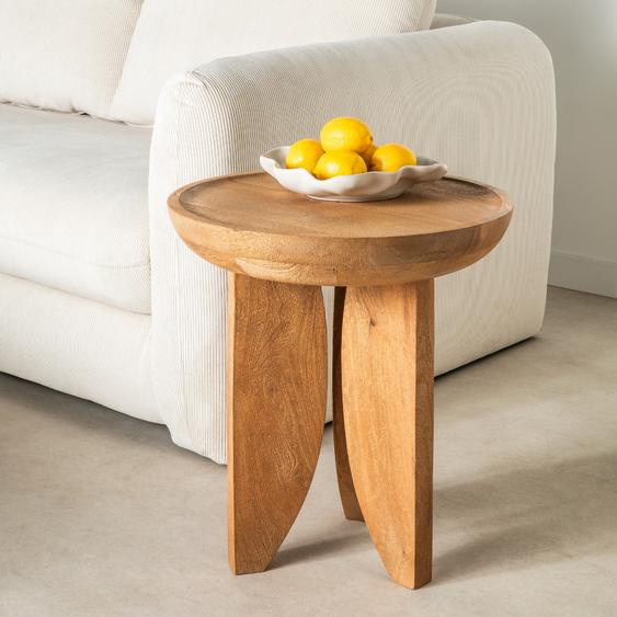 Jepara - Table dappoint ronde en bois massif ø45cm - Couleur - Bois clair