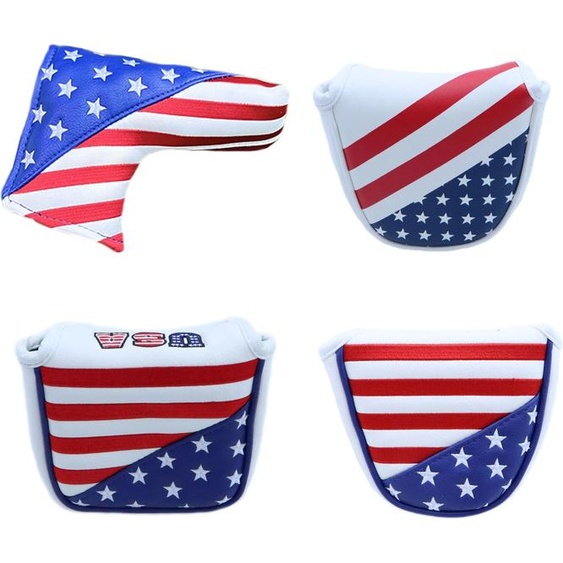 Jerran Kvoa USA Element Golf Putter couvre Type magnétique pour maillet lame Club imperméable en cuir PU Golf couvre-chef blanc bleu protecteur