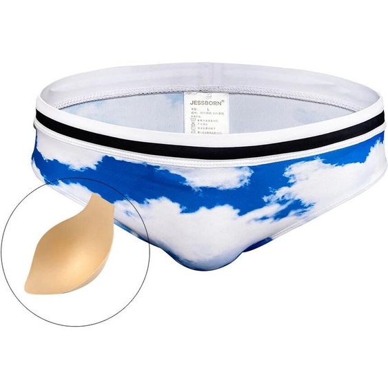 JESSBORN Maillot de bain sexy taille basse pour homme, slip de sport, de plage, de surf, en nylon trempé, à séchage rapide, bleu ciel, à la mode