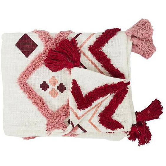 Jeté de canapé 130x150 cm coton JAIPUR rose