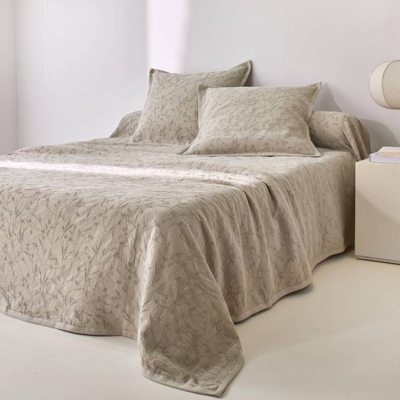Jeté de lit jacquard gaufré feuillage -