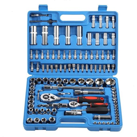 Jeu de 108 clés à cliquet 1/4 pouce et 1/2 pouce en acier CR40, jeu de douilles, coffret à outils, jeux doutils à main