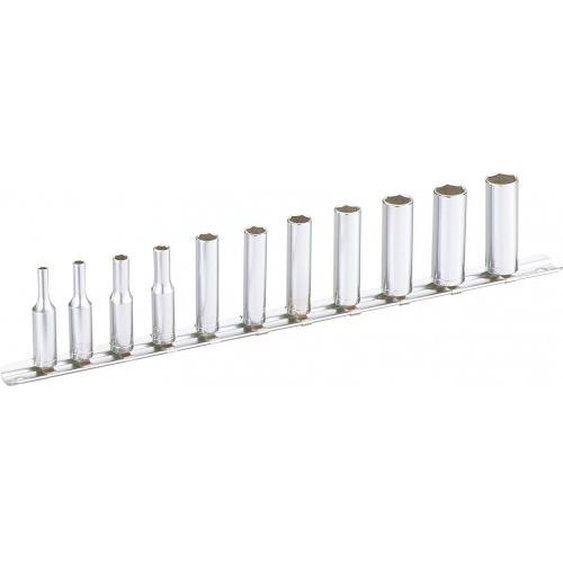 Jeu de 11 douilles longues 6 pans 1/4 sur rack de rangement - SAM OUTILLAGE - RHL-J11R