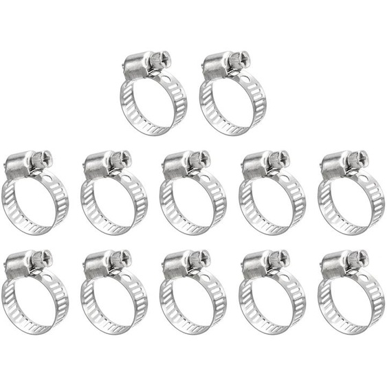 Jeu de 12 colliers de serrage, en acier inoxydable, de 13 à 19 mm, réglables