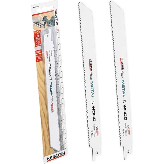 Jeu de 2 lames de scie sabre 225 mm pour bois et acier - 225 mm de long, 14 TPI, pour bois et métal