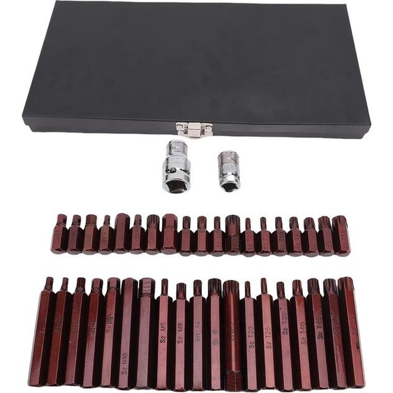 jeu de 40 douilles à embout, étoile hexagonale, 3/8, Cr V, acier allié S2, torsion élevée, pour mécaniciens automobiles