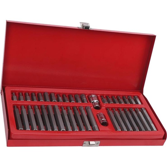 jeu de 40 perceuses à percussion, entraînement 1/2 pouce x 10 mm, 3/8 pouce x 10 mm, embouts hexagonaux professionnels CRV spline avec boîte de rangement pour la réparation à domicile