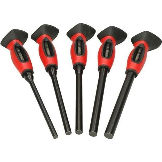 Jeu de 5 chasse-goupilles - KS TOOLS - 156.0222F - Chasse clou brunis - Goupille avec poignée - Avec systeme anti-vibrations