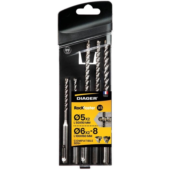 Jeu de 5 forets à béton SDS Plus Rockfaster - DIAGER - 1005A