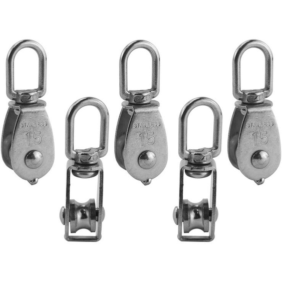 Jeu de 5 rouleaux en acier inoxydable, en acier 304, pour cordes, couleur argent