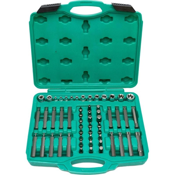 Jeu de 56 clés à douilles et embouts 1/2 - 3/8 - 1/4 pour les vis les plus courantes de WIESEMANN 1893 | acier Q-50 | porte-embouts | mallette de transport I 80188