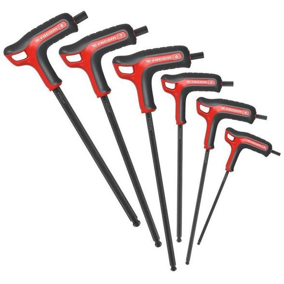 Jeu de 6 clés à tête sphérique T 6 pans métrique - FACOM - 84TZSA.PB