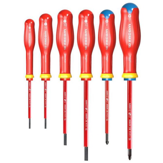 Jeu de 6 tournevis Protwist® isolés 1000 V - FACOM - ATDVE.J6PB