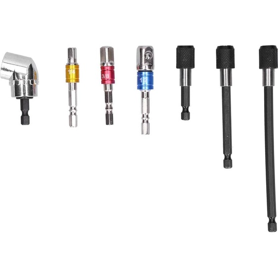 Jeu de 7 adaptateurs pour clés à douille avec tige hexagonale, métal coloré, porte-embouts pour tournevis et jeu de rallonges