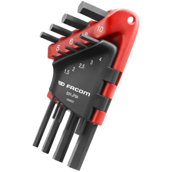 Jeu de 9 clés mâles courtes coudées 6 pans Facom 82H.JP9A