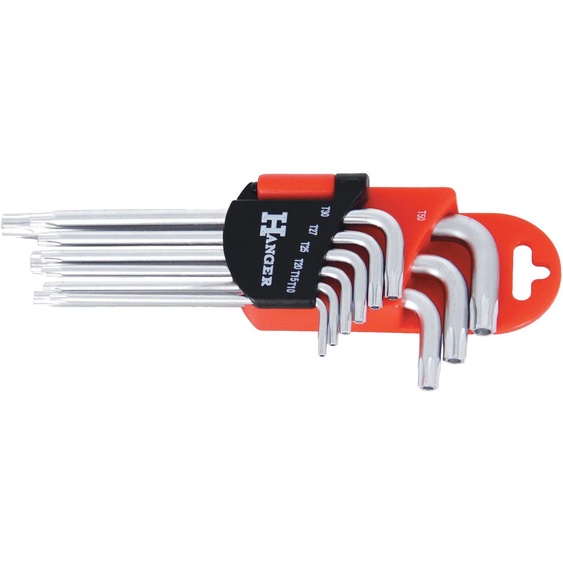 Jeu de 9 clés mâles étoile percée chromées HANGER 250110