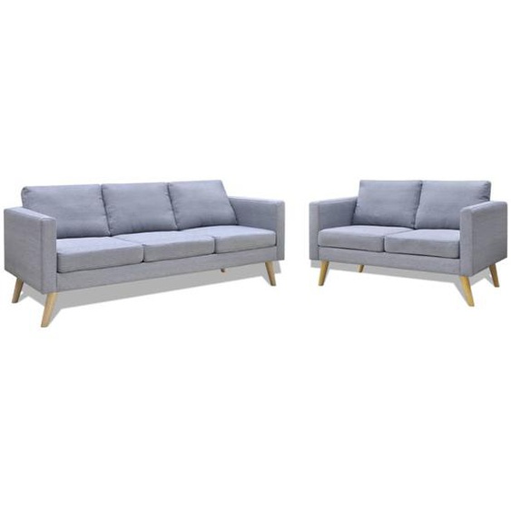 Jeu de canapé à 2 places et à 3 places Tissu Gris clair