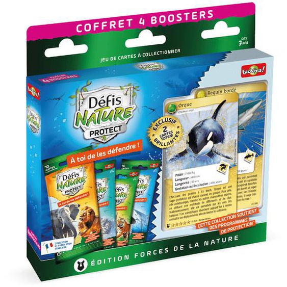 Jeu De Cartes À Collectionner Défis Nature Protect - Coffret 4 Boosters - Orque Et Requin - Fabriqué En France Multicolore