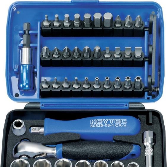 Jeu de clés à douilles et dembouts HEYTEC équipé 44 pièces en boîte plastique