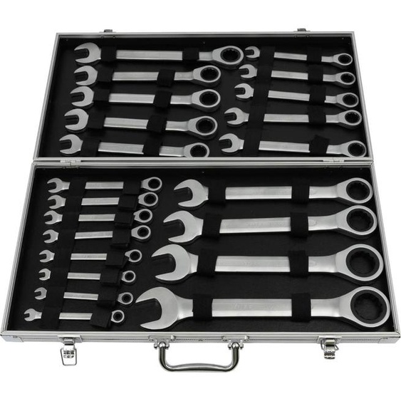 Jeu de clés mixtes - Clés combinées - 6-32 mm - Acier au chrome vanadium - Coffret de rangement - Pour voiture & vélo - Argent