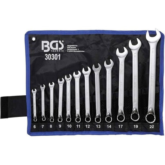 Jeu de Clés Mixtes Coudées 6-22 mm - 12 pcs - Acier Résistant et Précision Professionnelle, Zones Difficiles - D-Work