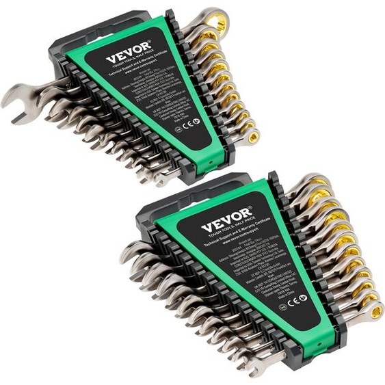 Jeu de clés VEVOR, jeu de 24 clés à cliquet, jeu de clés en acier Cr-V, SAE 1/4 pouce à 7/8 pouce, métrique 8 mm à 19 mm, idéal pour les réparations