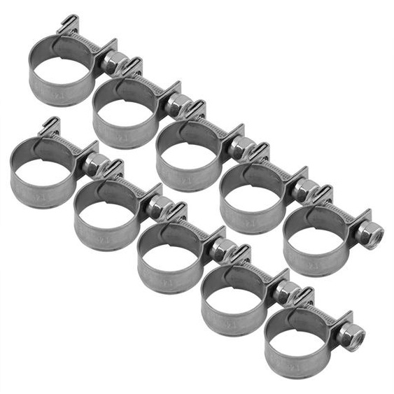 Jeu de colliers de serrage, 10 pièces, en acier inoxydable, pour tubes de 6 à 20 mm