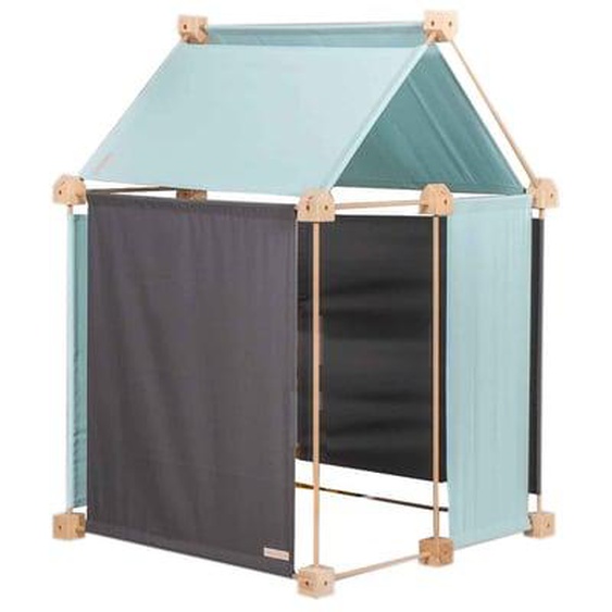 Jeu de construction en bois et tissu bio bleu fabriqué en Espagne 44 pces