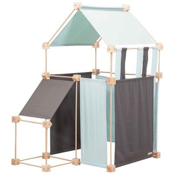 Jeu de construction en bois et tissu bio bleu fabriqué en Espagne 79 pces