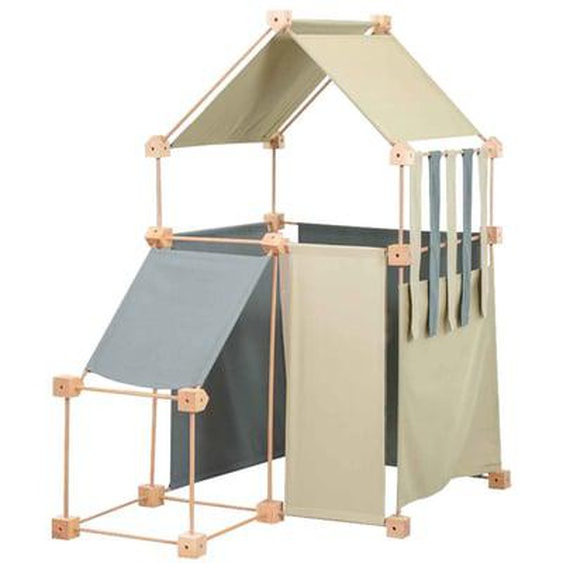 Jeu de construction en bois et tissu bio vert fabriqué en Espagne 79 pces