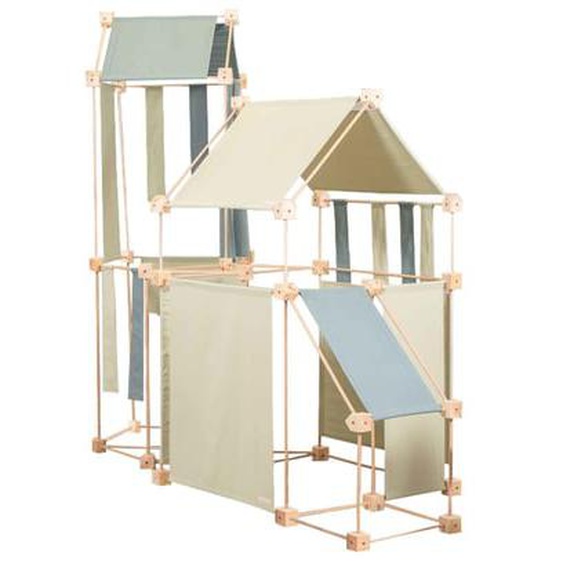 Jeu de construction en bois et tissu vert bio fabriqué en Espagne 150 pces
