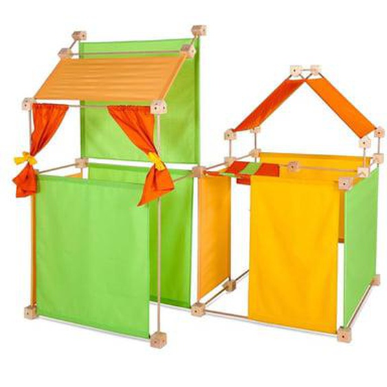 Jeu de construction géant en bois boite carton 150 pces orange