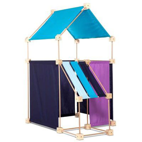 Jeu de construction géant en bois boîte carton 79 pces bleu