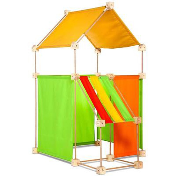 Jeu de construction géant en bois boîte carton 79 pces orange