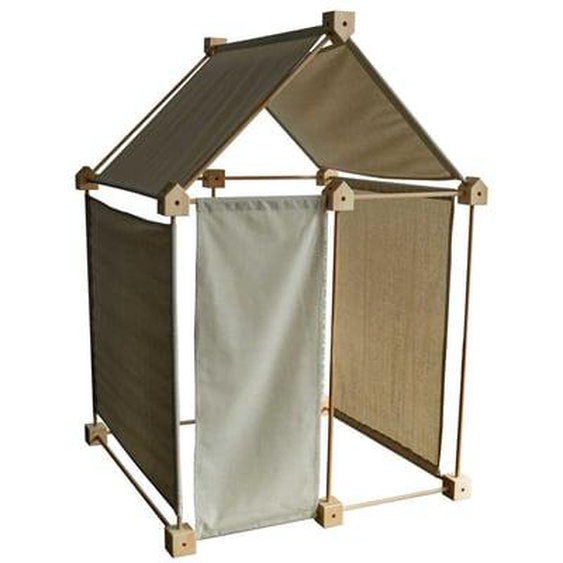 Jeu de construction géant en bois et tissu bio écru 44 pces