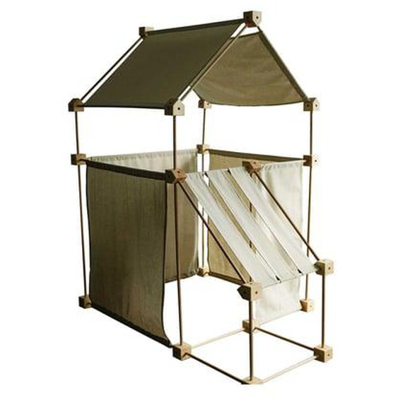 Jeu de construction géant en bois tissu bio écru jeu 79 pces