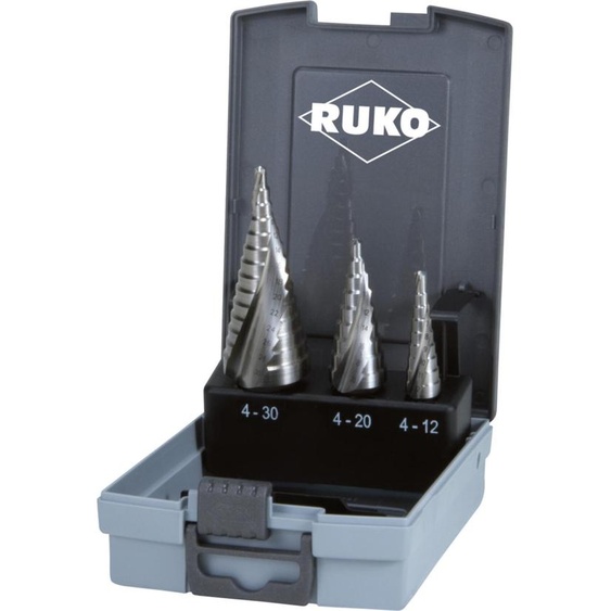 Jeu de forets étagés Ruko taille 0 / 9,1,2 HSS 3pcs -cassette plastique - 101026RO