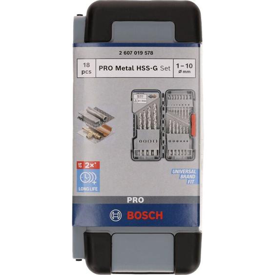 Jeu de forets hélicoïdaux pro Metal hss-g Bosch 18 pièces - 2607019578