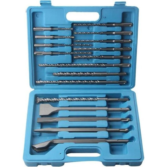 Jeu de forets pour perceuse à percussion, acier fortement allié, tailles multiples, jeu de 17 pièces en boîte