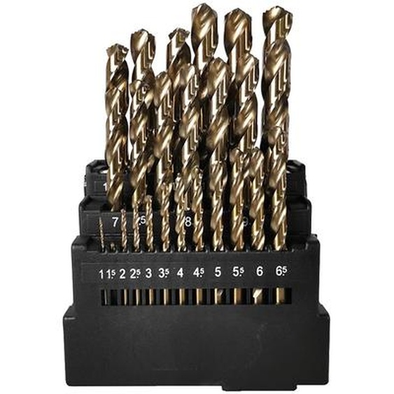 Jeu de forets torsadés, 25 pièces, acier à grande vitesse, conception de coupe triangulaire, 25 pièces