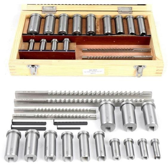 Jeu de fraises de précision pour rainures de clavettes - 22 pièces - Acier rapide (HSS) - Tailles métriques - Pour rainures de clavettes - Adapté aux machines CNC - Haute précision