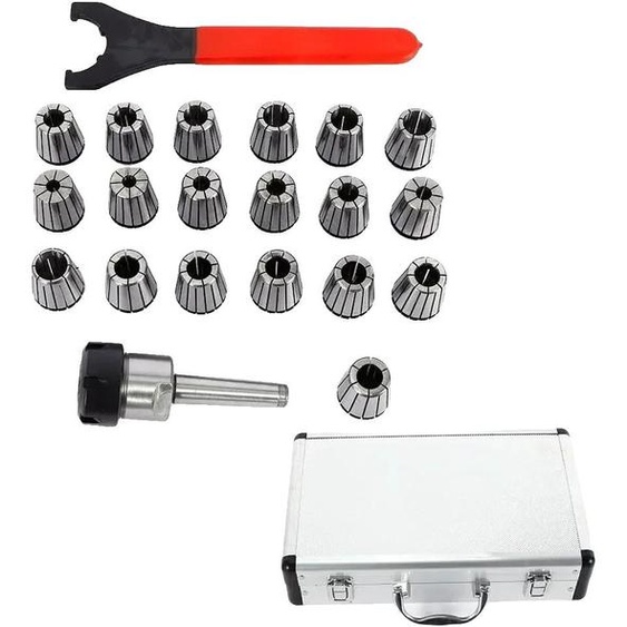 Jeu de pinces Collet, acier allié, pince ER32, plage de serrage 1-20 mm, longueur 39 mm, diamètre extérieur 32 mm, 21 pièces