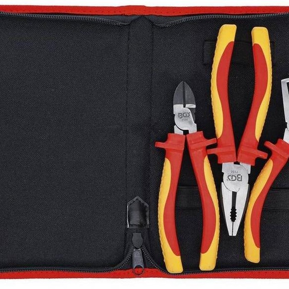 Jeu de Pinces VDE 3 pcs - Isolation 1000V, Ergonomiques et Sécurisées, Acier, Pro - D-Work