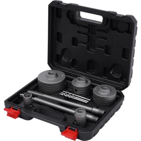 Jeu de scies cloches - Forets à carotter - 9 pièces - 30/40/68/80/100 mm - Acier à haute teneur en carbone - Pour béton/ciment/brique - Noir